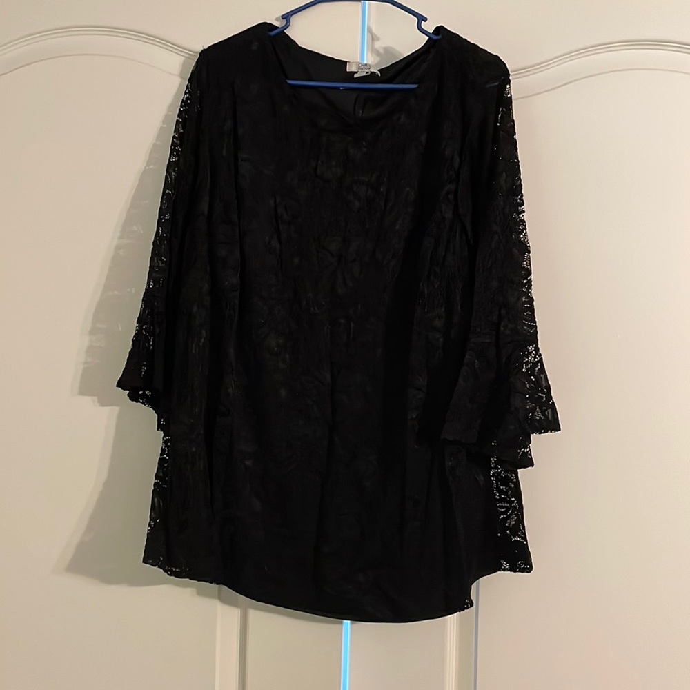 Black Lace Long Sleeve Shirt